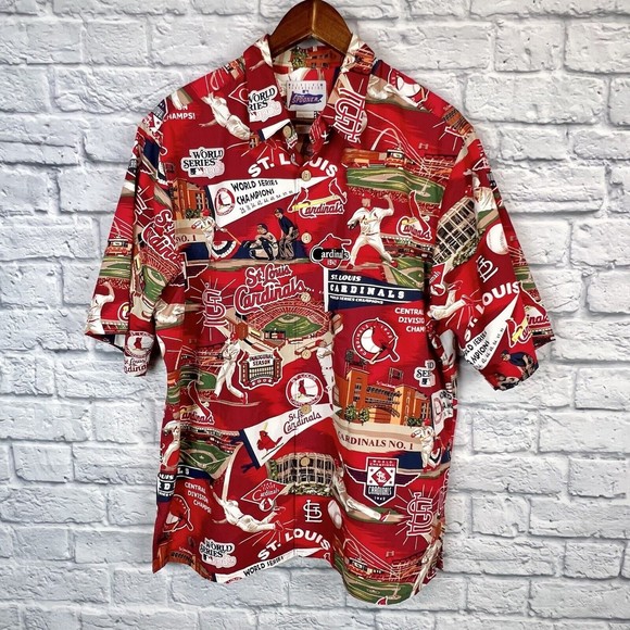 Reyn Spooner MLB St Louis Cardinals World Series Button Red Short Sleeve Large - Picture 2 of 6